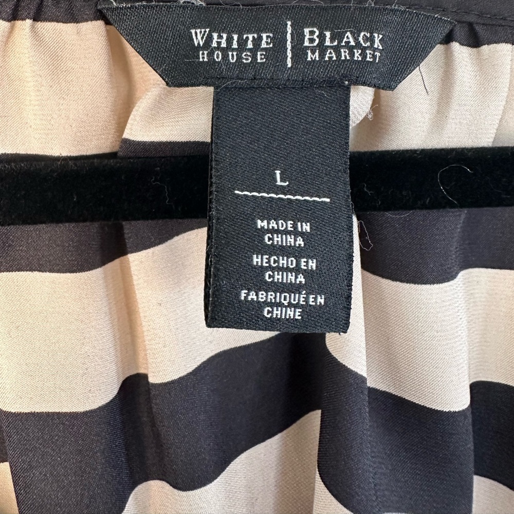 Black and Ivory Striped Long Sleeve Shirt. Size Large
